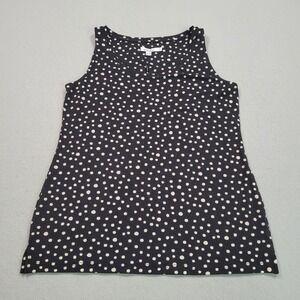 Chicos Touch of Cool Placed Dot Polished Tank Top Black White Polka Dot Size 0 S